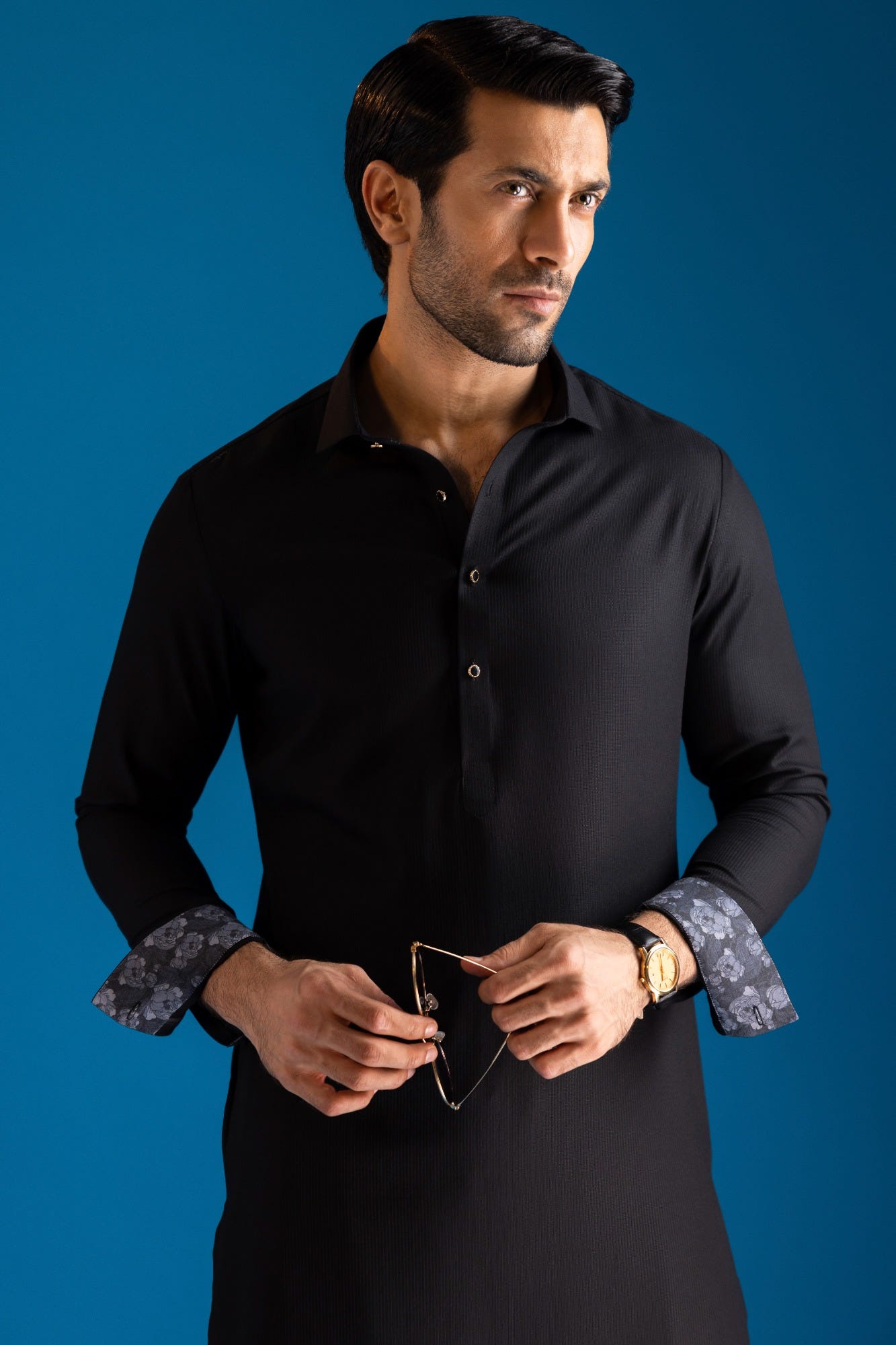 Istanbul - Black Blended Kameez Shalwar