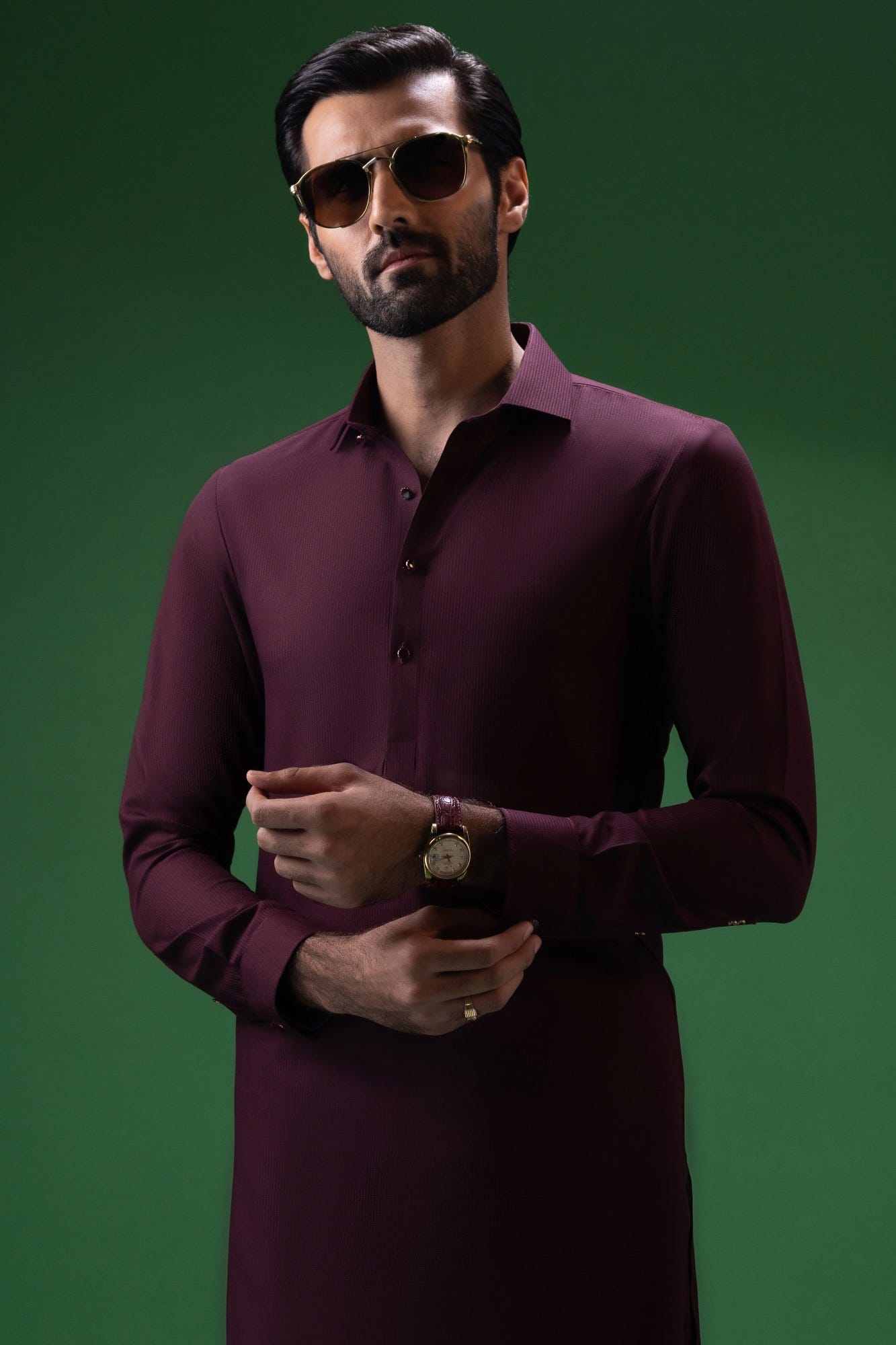 Istanbul - Burgundy Blended Kameez Shalwar