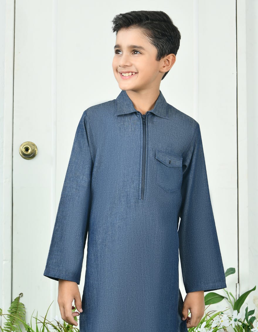 BLUE COTTON KURTA | JCK-A-34697
