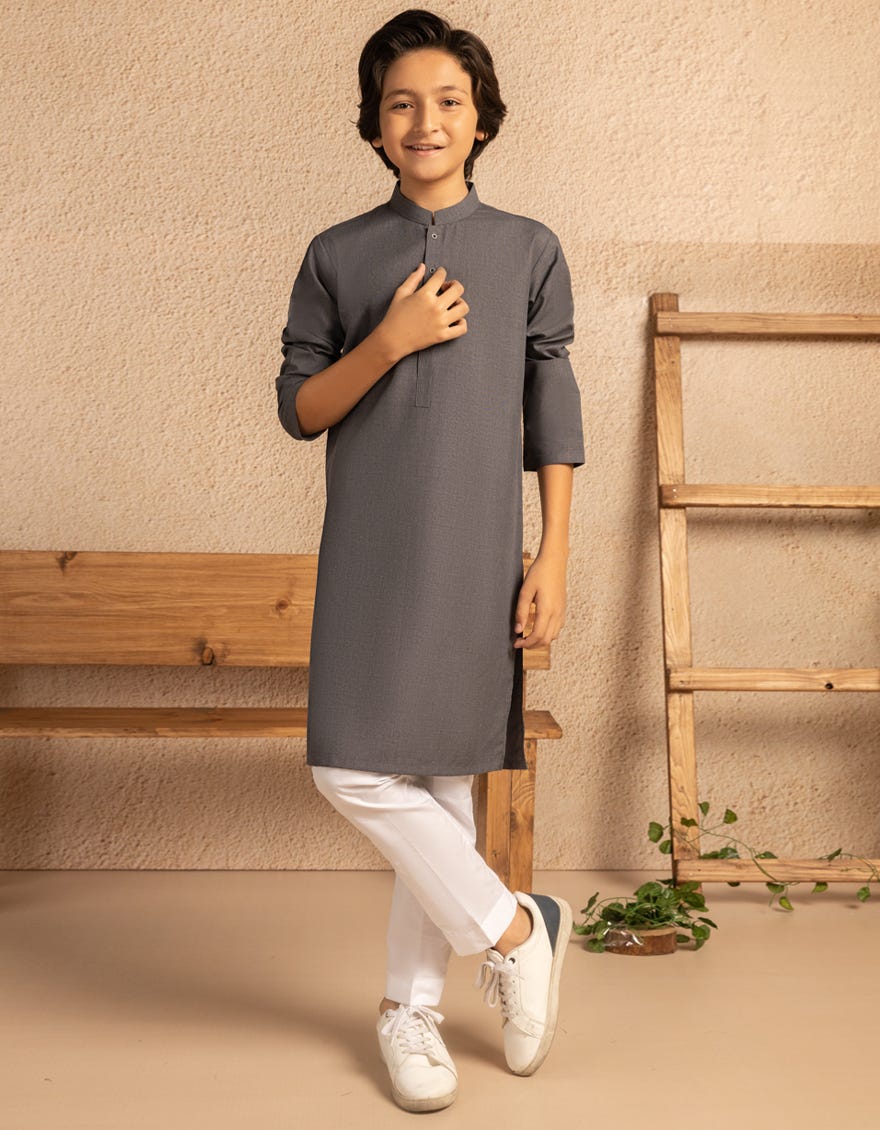 GREY PLAIN KURTA