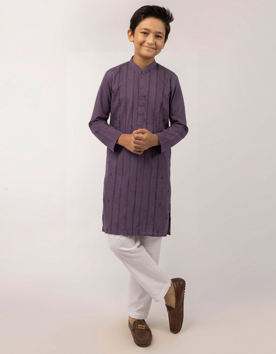 PURPLE COTTON FORMAL KURTA