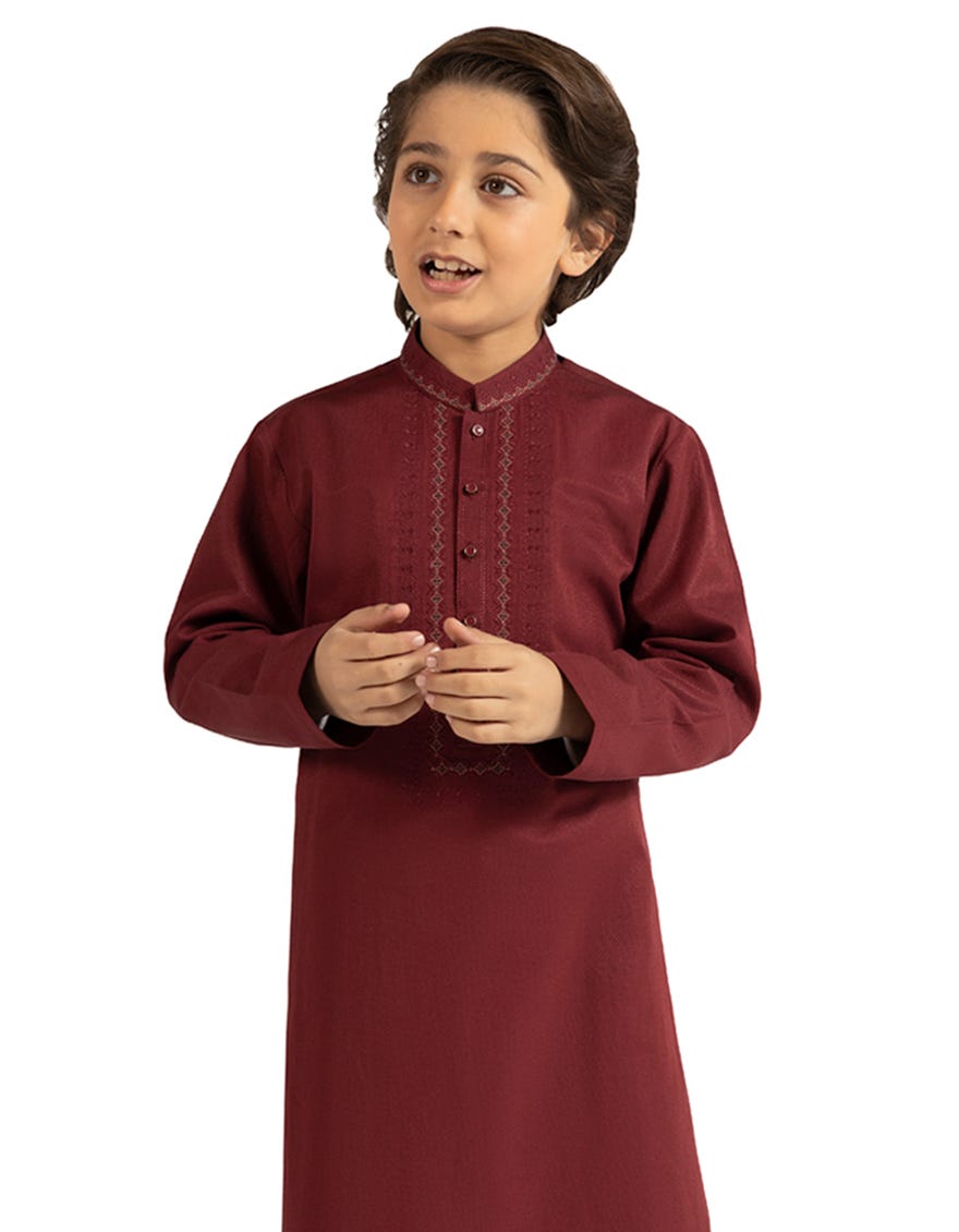 MAROON COTTON SEMI-FORMAL KURTA