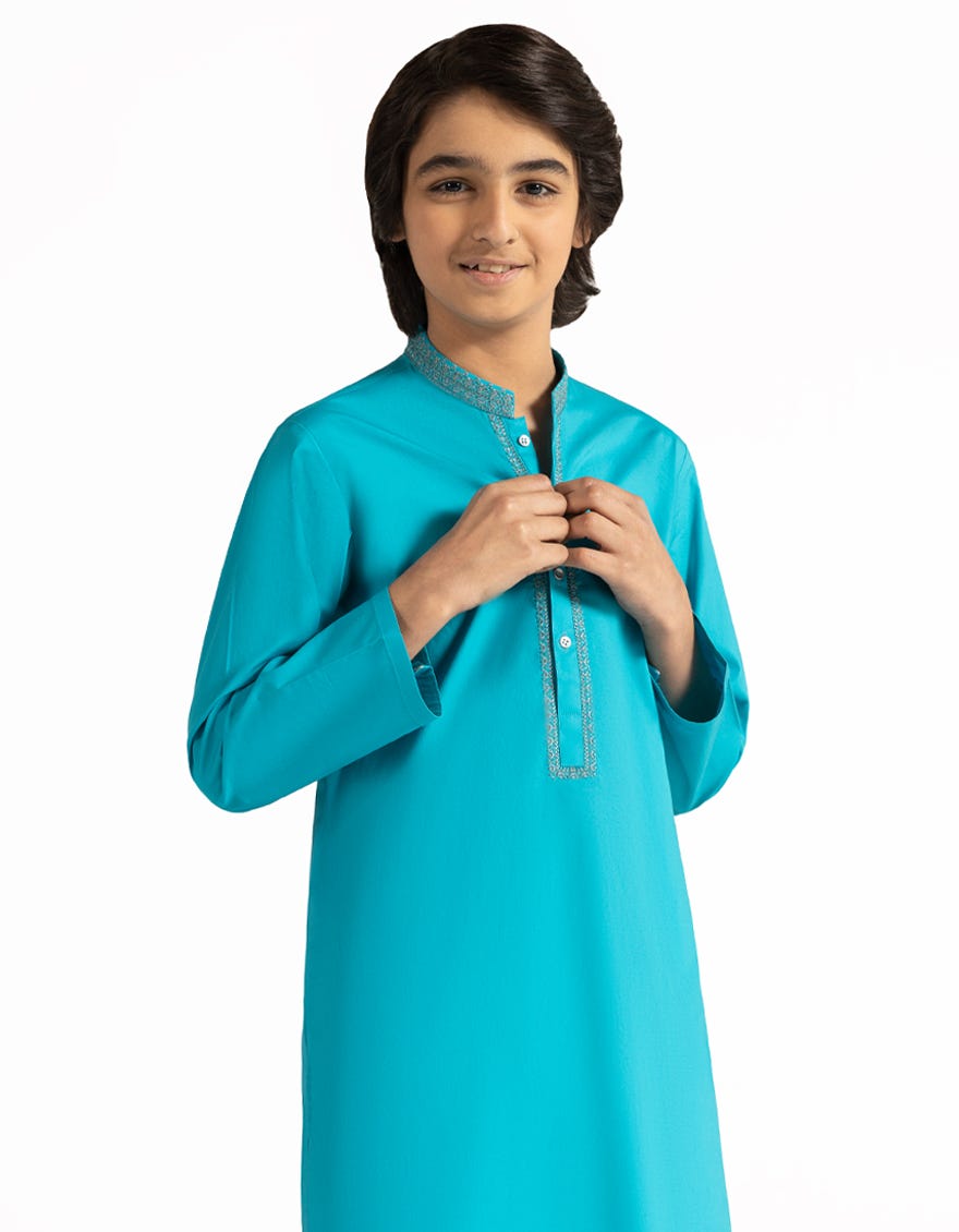 BLUE COTTON SEMI-FORMAL KURTA