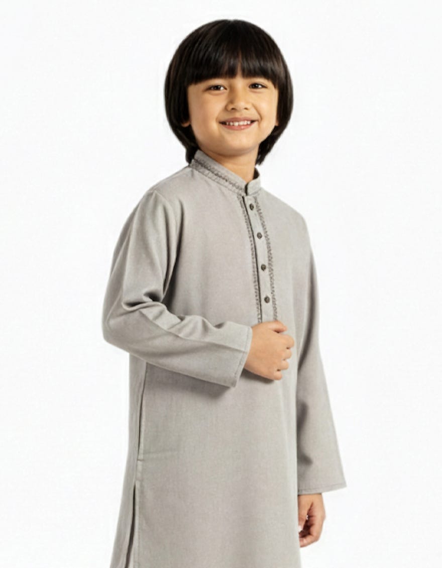 GREY COTTON SEMI-FORMAL KURTA
