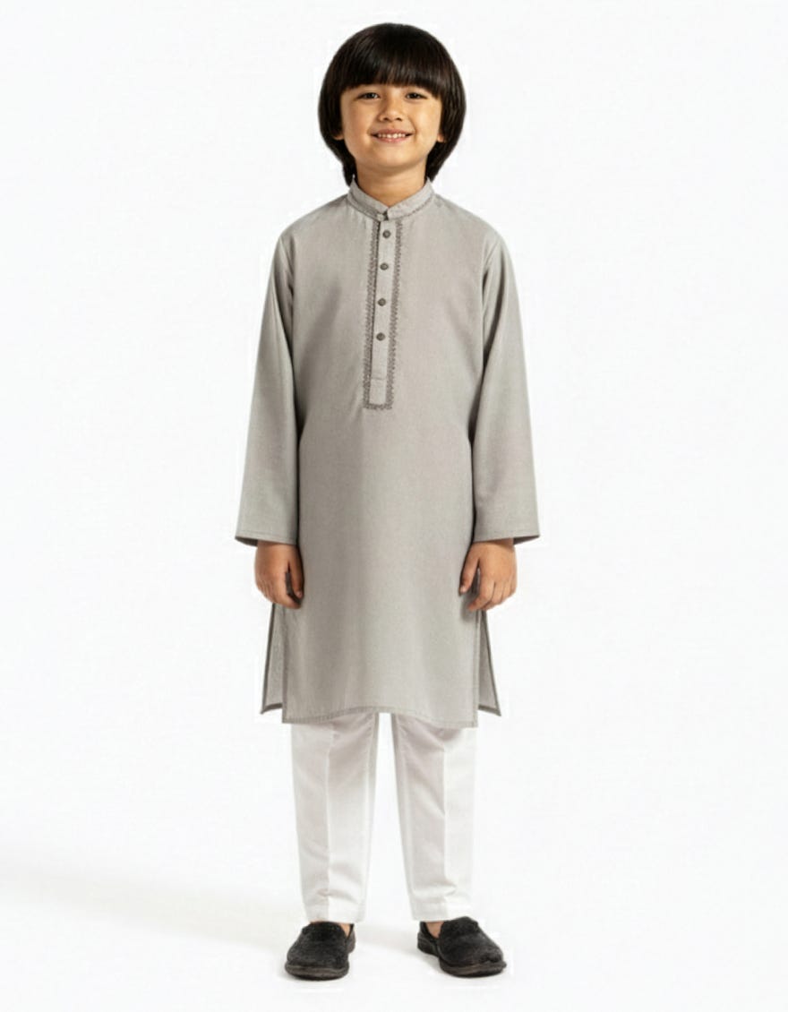 GREY COTTON SEMI-FORMAL KURTA