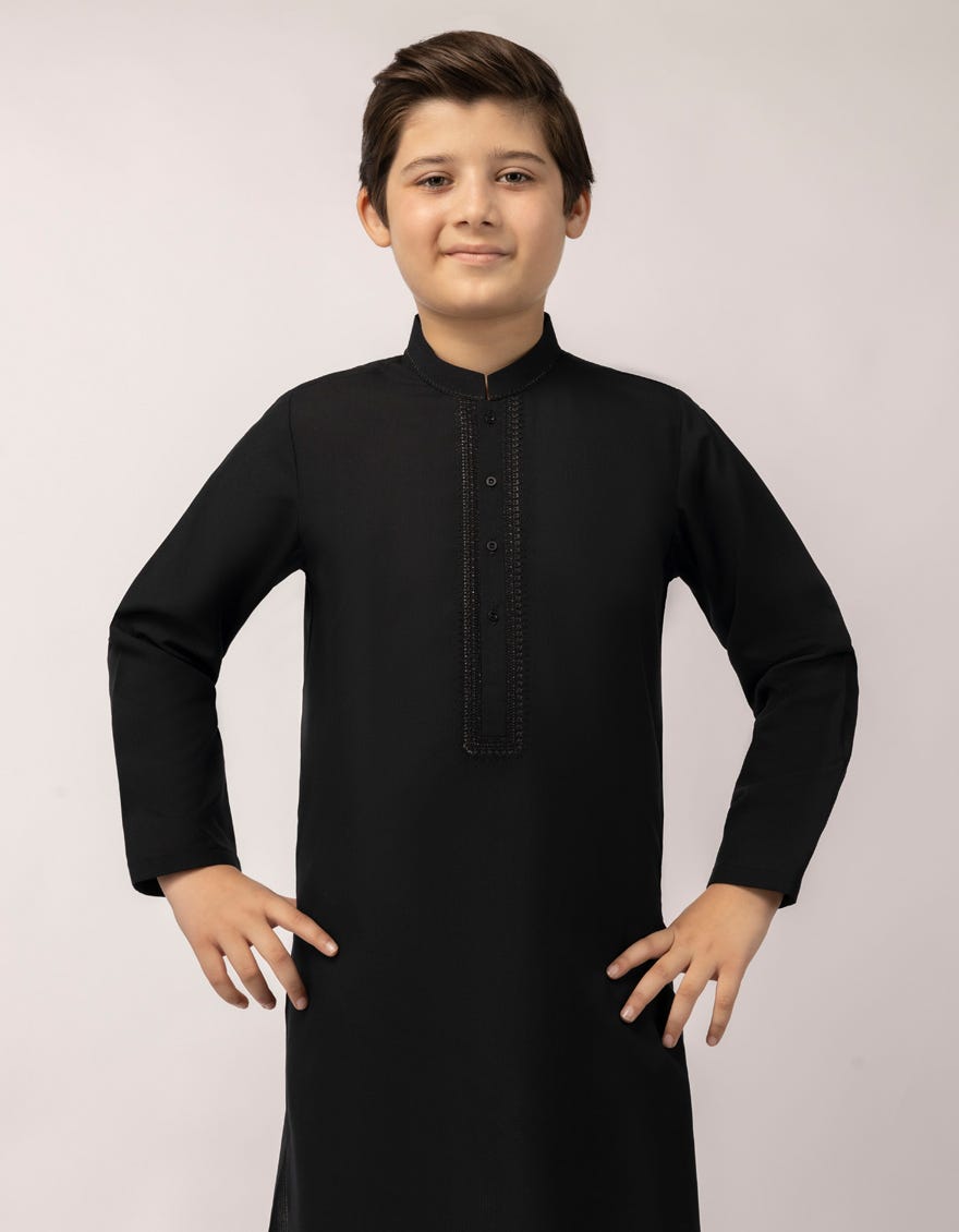 BLACK SEMI-FORMAL KAMEEZ SHALWAR