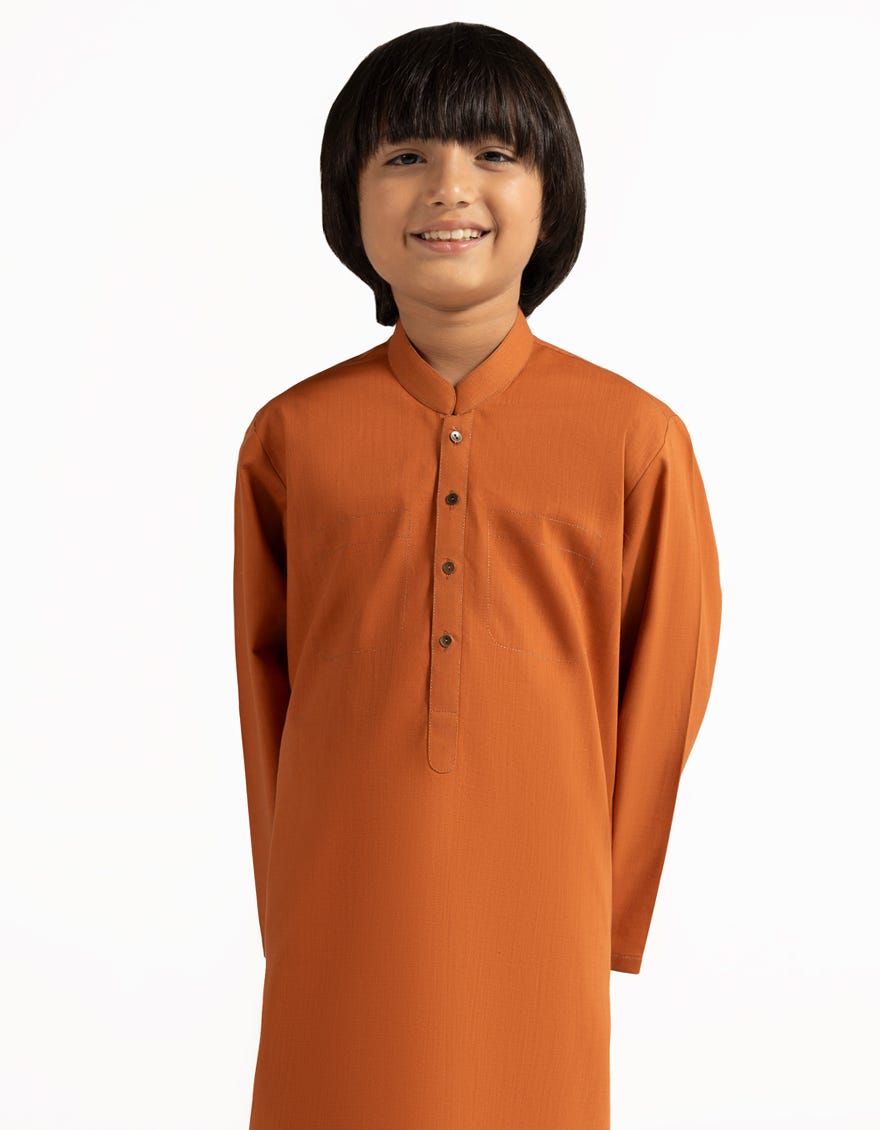 ORANGE COTTON CASUAL KURTA