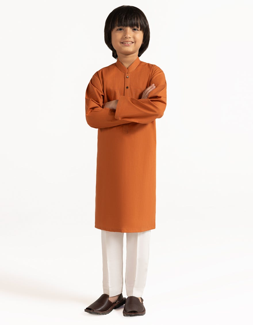 ORANGE COTTON CASUAL KURTA