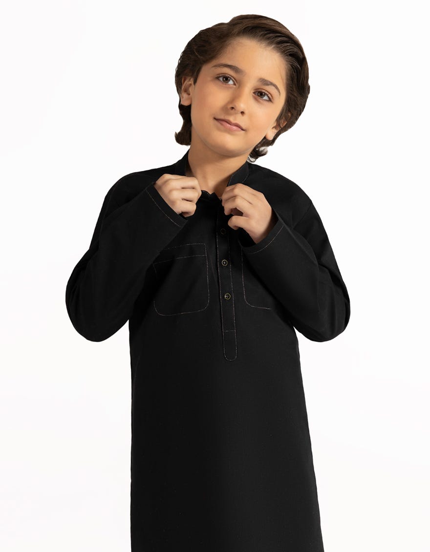 BLACK COTTON CASUAL KURTA