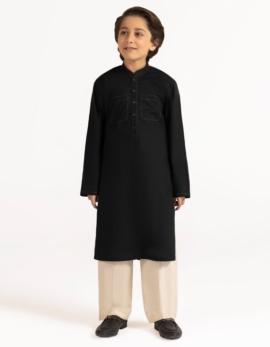 BLACK COTTON CASUAL KURTA