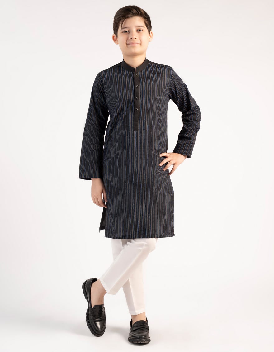 BLACK COTTON CASUAL KURTA