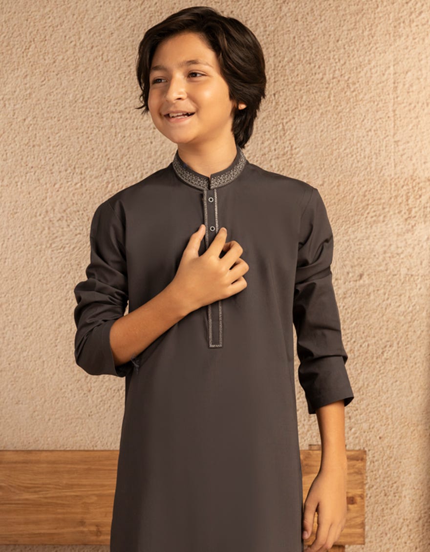 GREY COTTON SEMI-FORMAL KURTA
