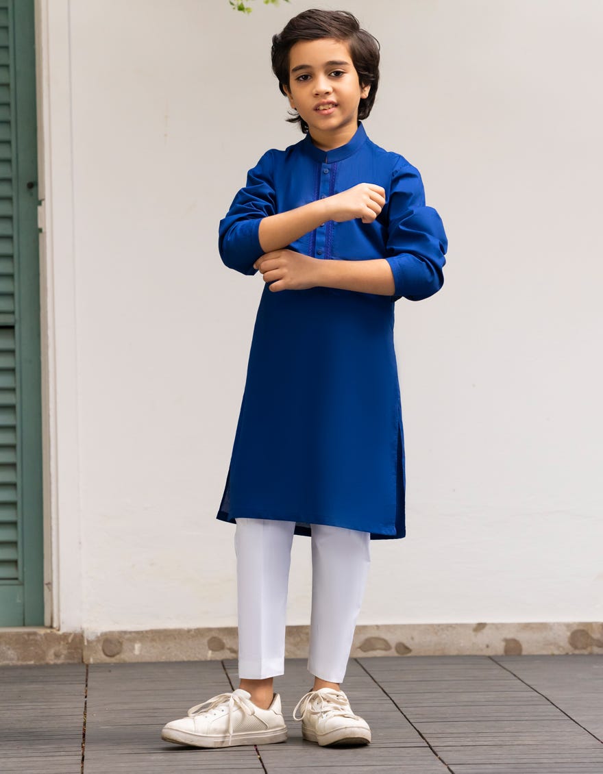 BLUE COTTON KURTA | JCK-S-90489
