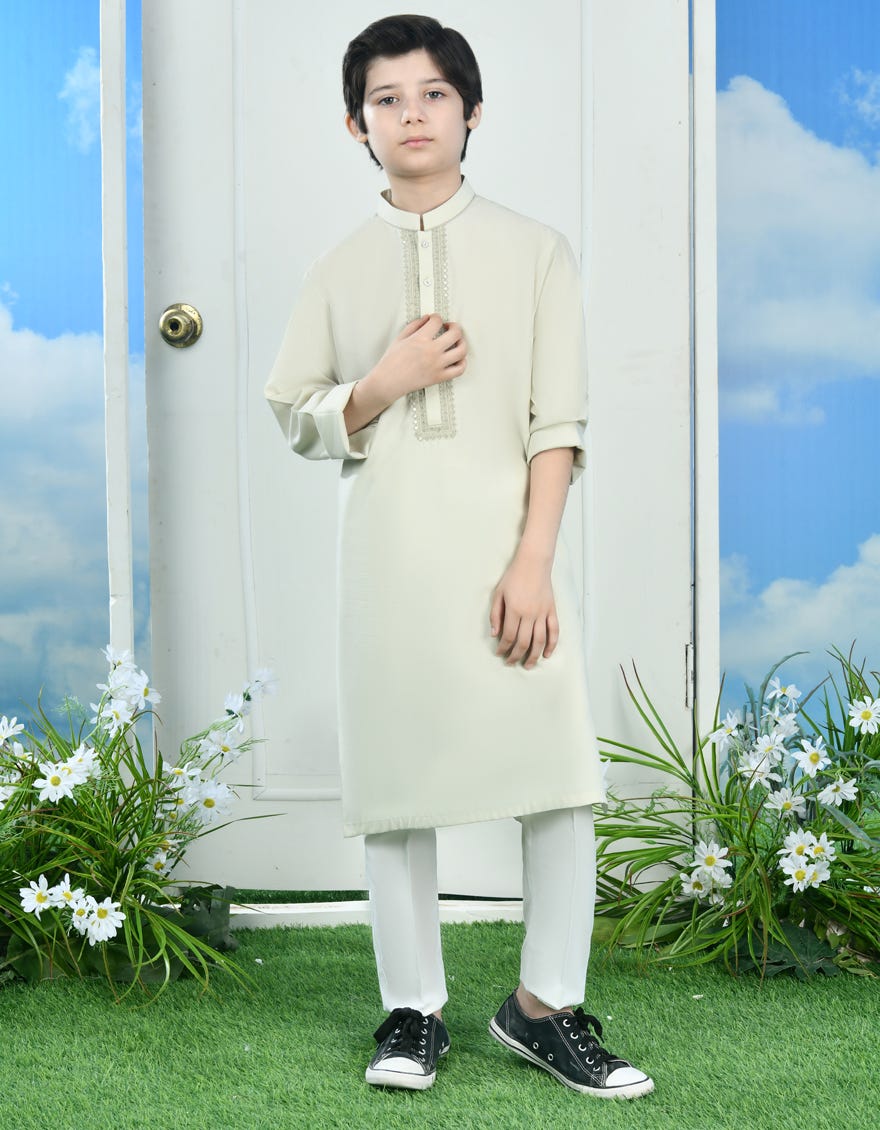 Light Green Blended Kid's Kurta | Jck-S-46316