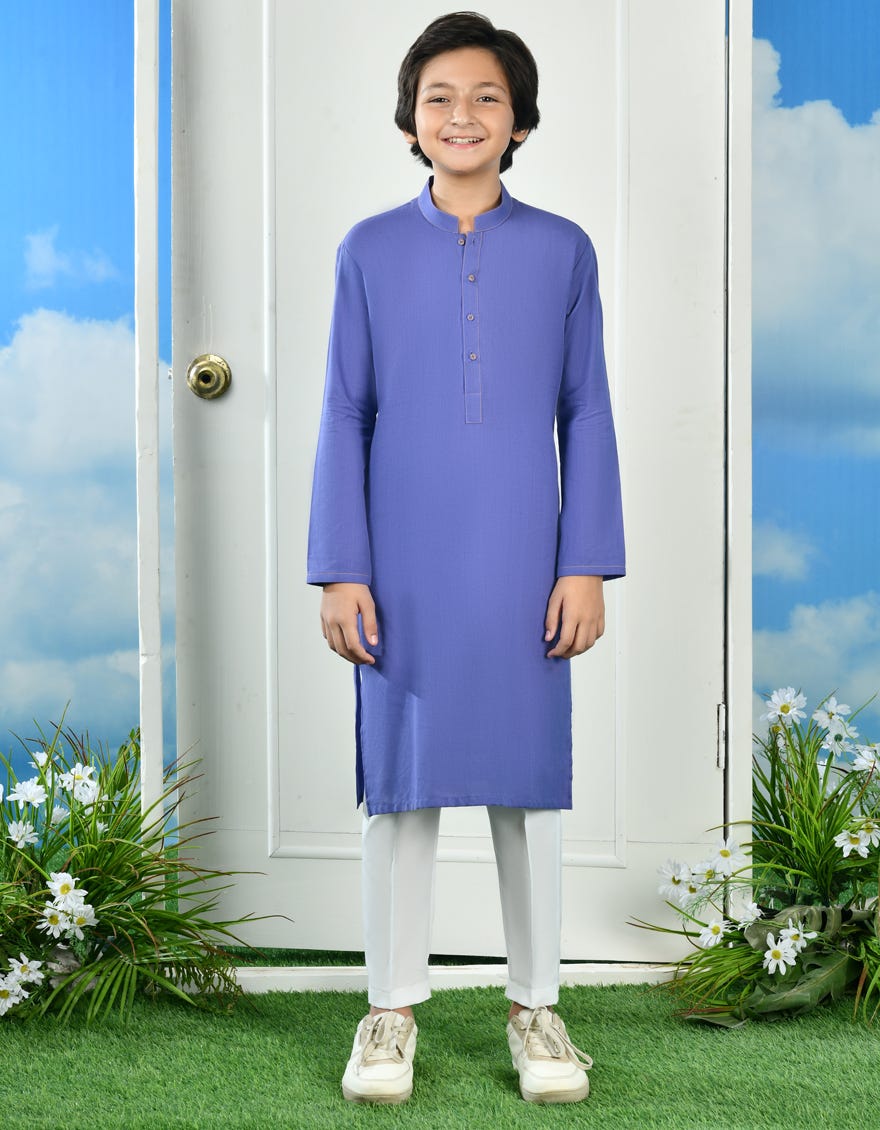 Purple Cotton Kid's Kurta | Jck-S-46329