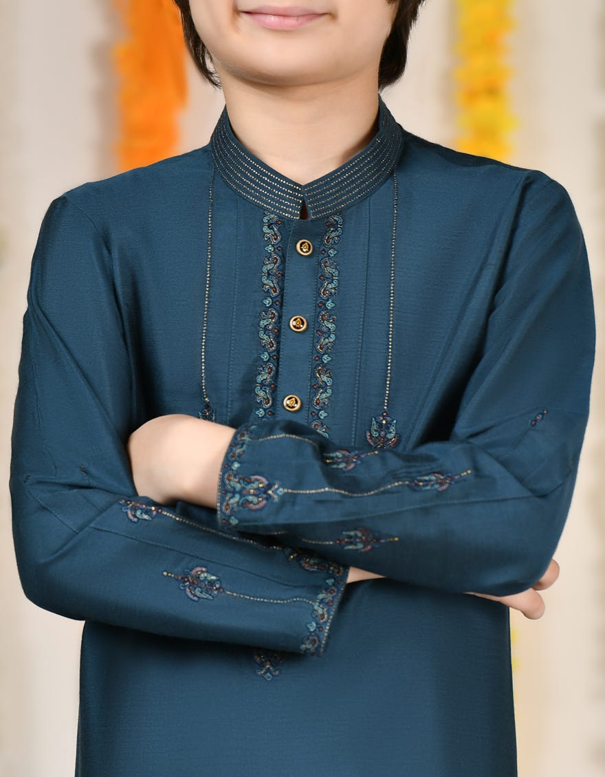 TEAL BLUE BLENDED SPECIAL KURTA | JCK-SP-48168