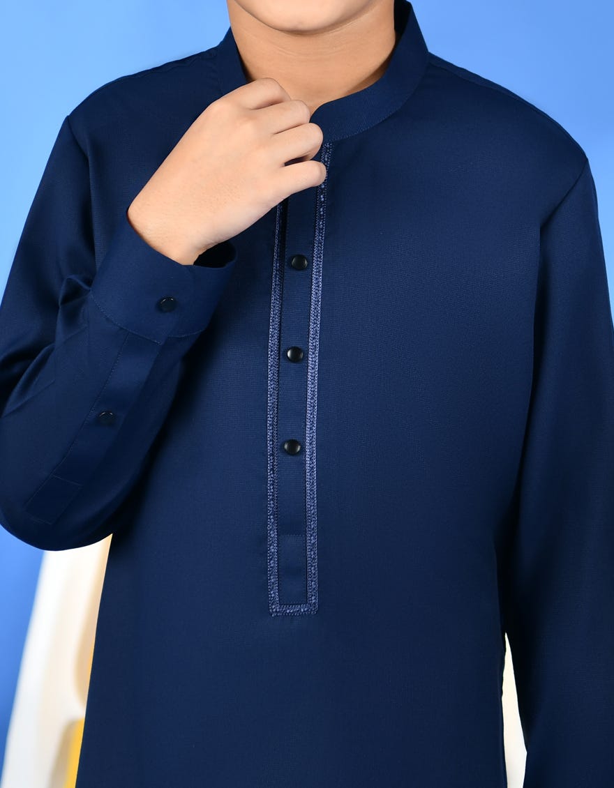 NAVY BLUE BLENDED KAMEEZ SHALWAR | JCKS-S-90427