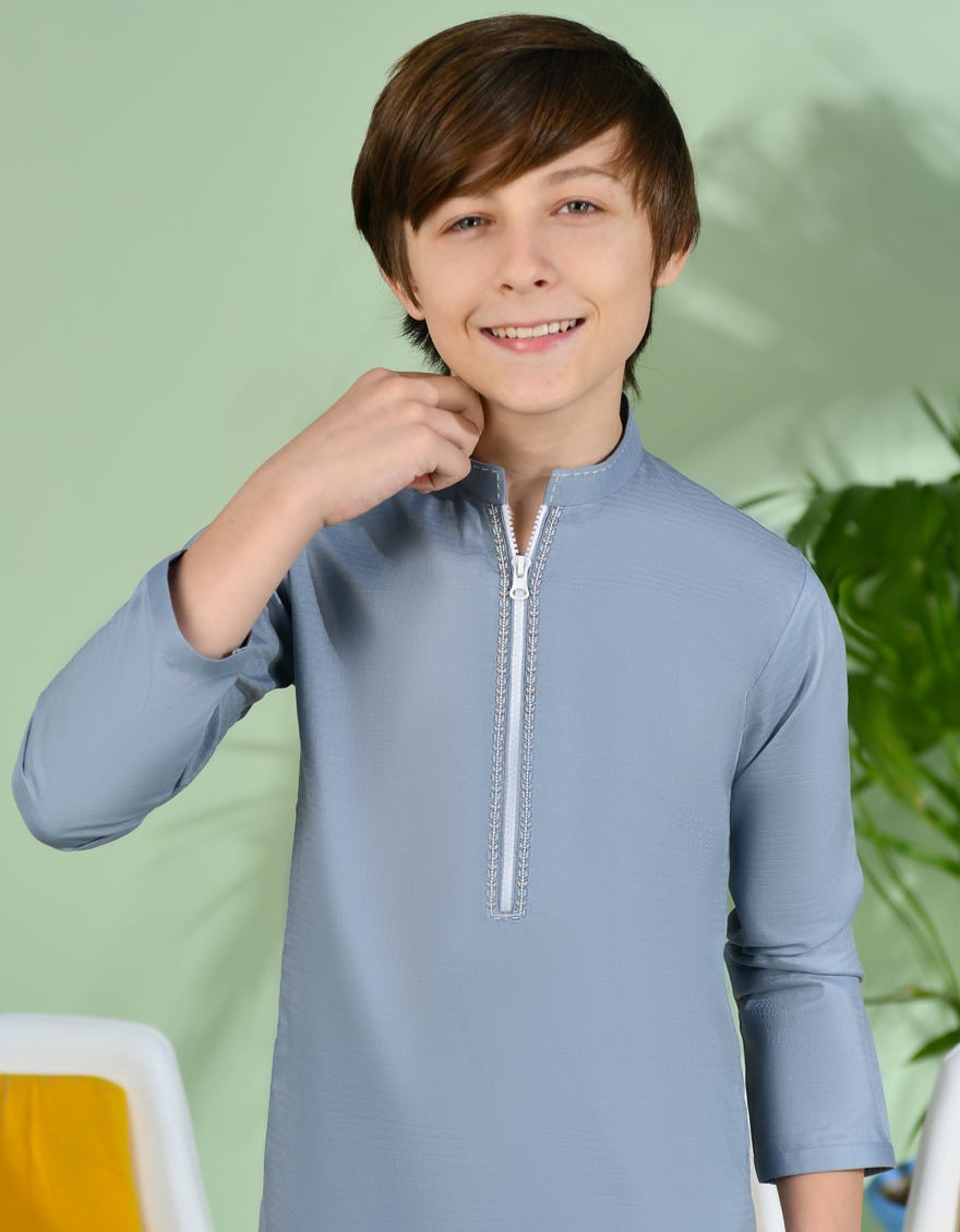 ASH GREY COTTON KURTA PAJAMA | JCKP-S-38983