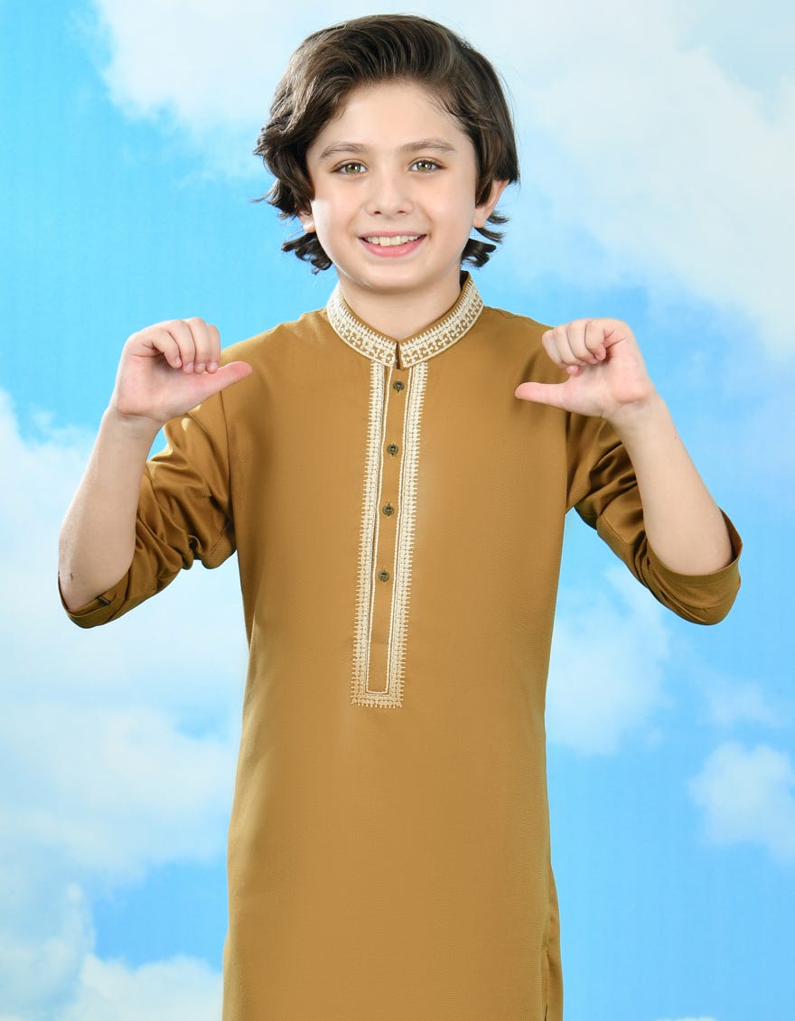 MUSTARD BLENDED KURTA PAJAMA | JCKP-A-39049