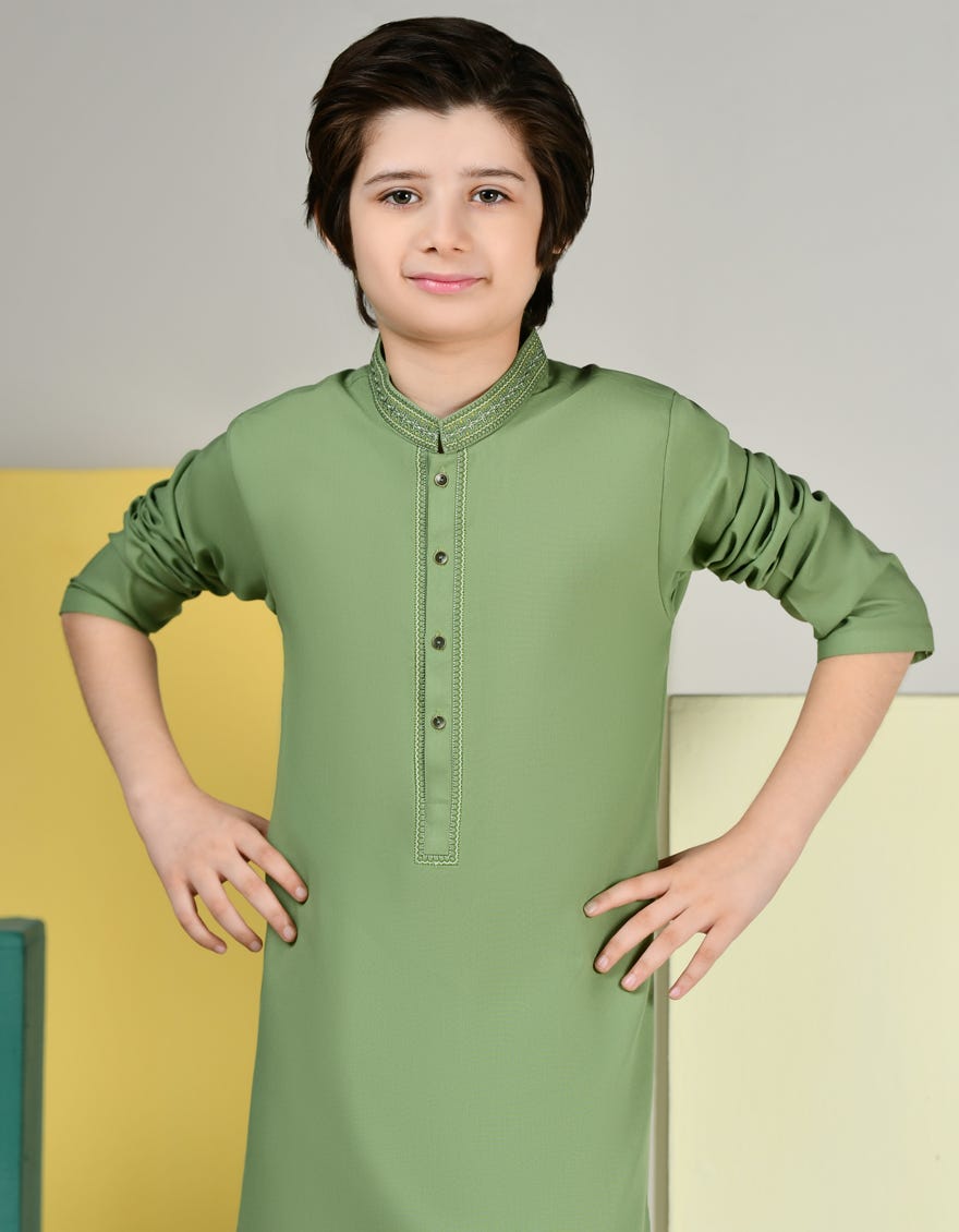 GREEN BLENDED KURTA PAJAMA | JCKP-S-39123
