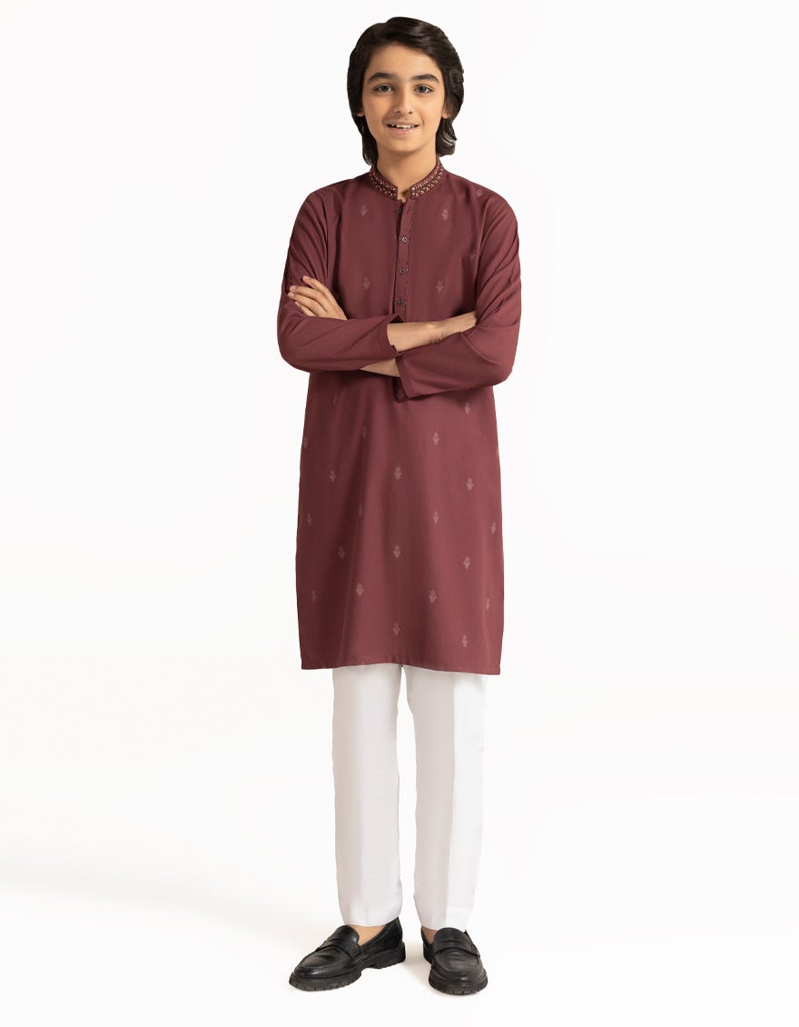 MAROON SEMI-FORMAL KURTA TROUSER