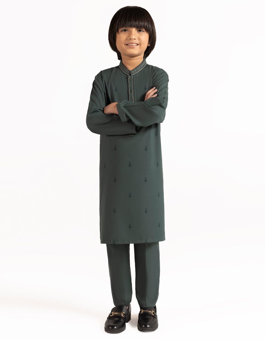 KAHI GREEN SEMI-FORMAL KURTA TROUSER
