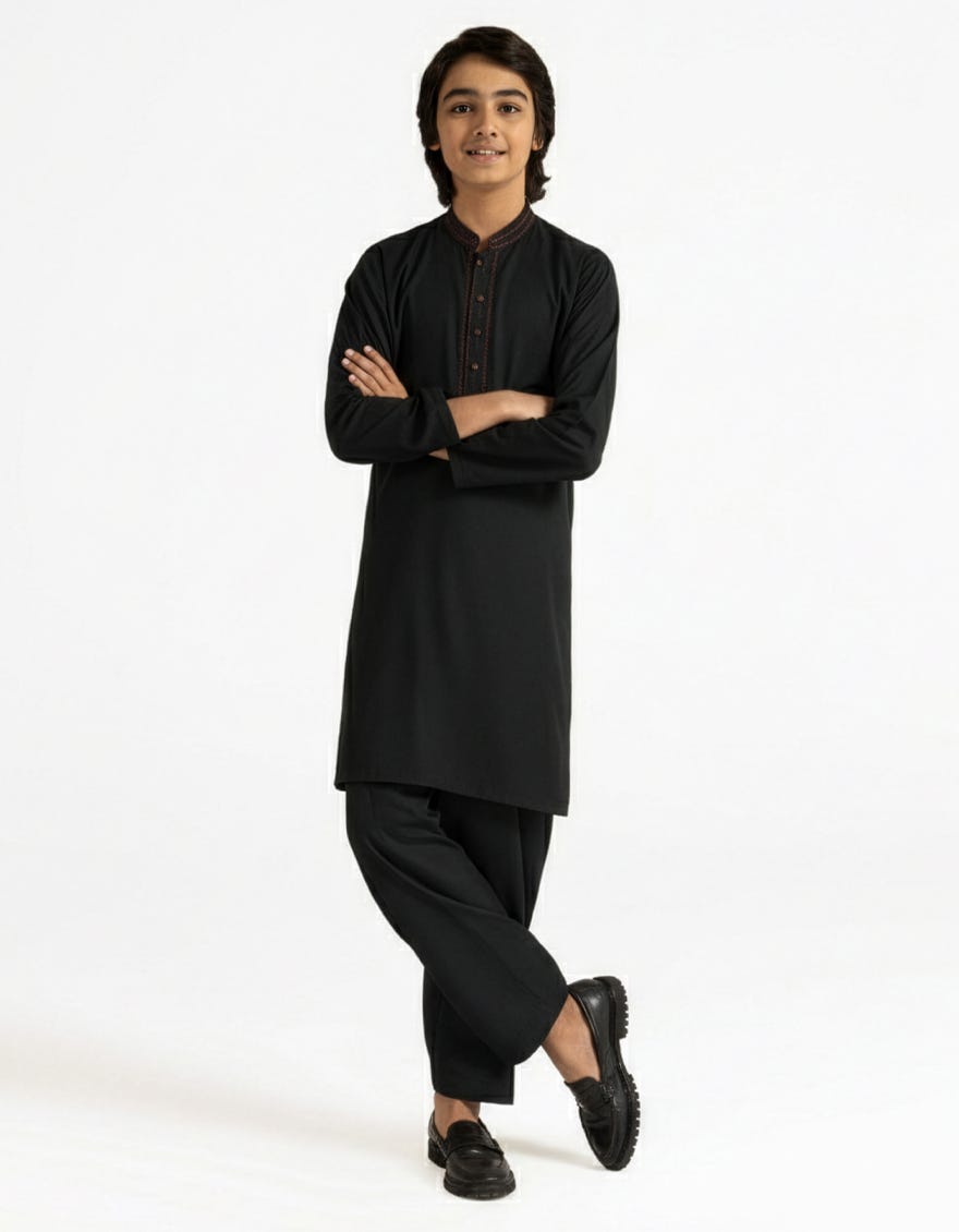 BLACK SEMI-FORMAL KURTA TROUSERS