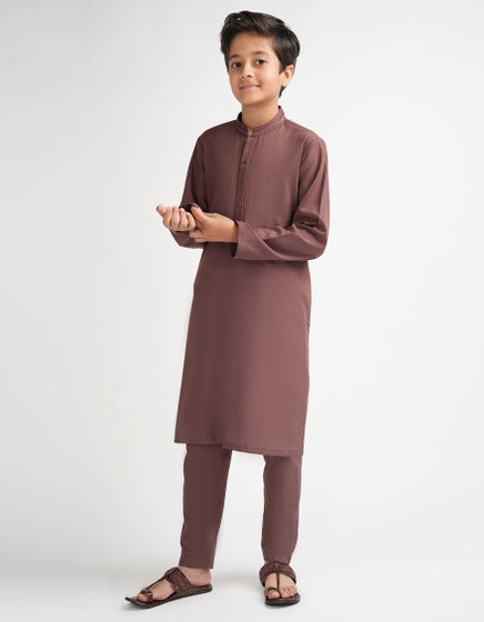 BROWN SEMI-FORMAL KURTA TROUSERS