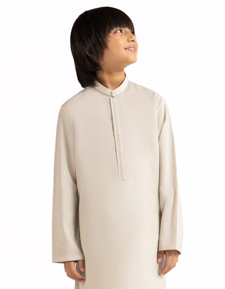 CREAM BLENDED CASUAL KURTA TROUSERS