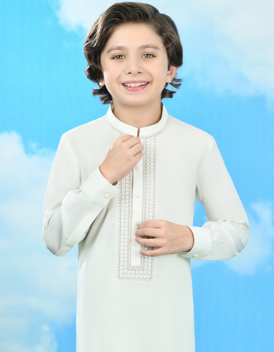 OFF WHITE BLENDED KURTA PAJAMA | JCKP-A-34709