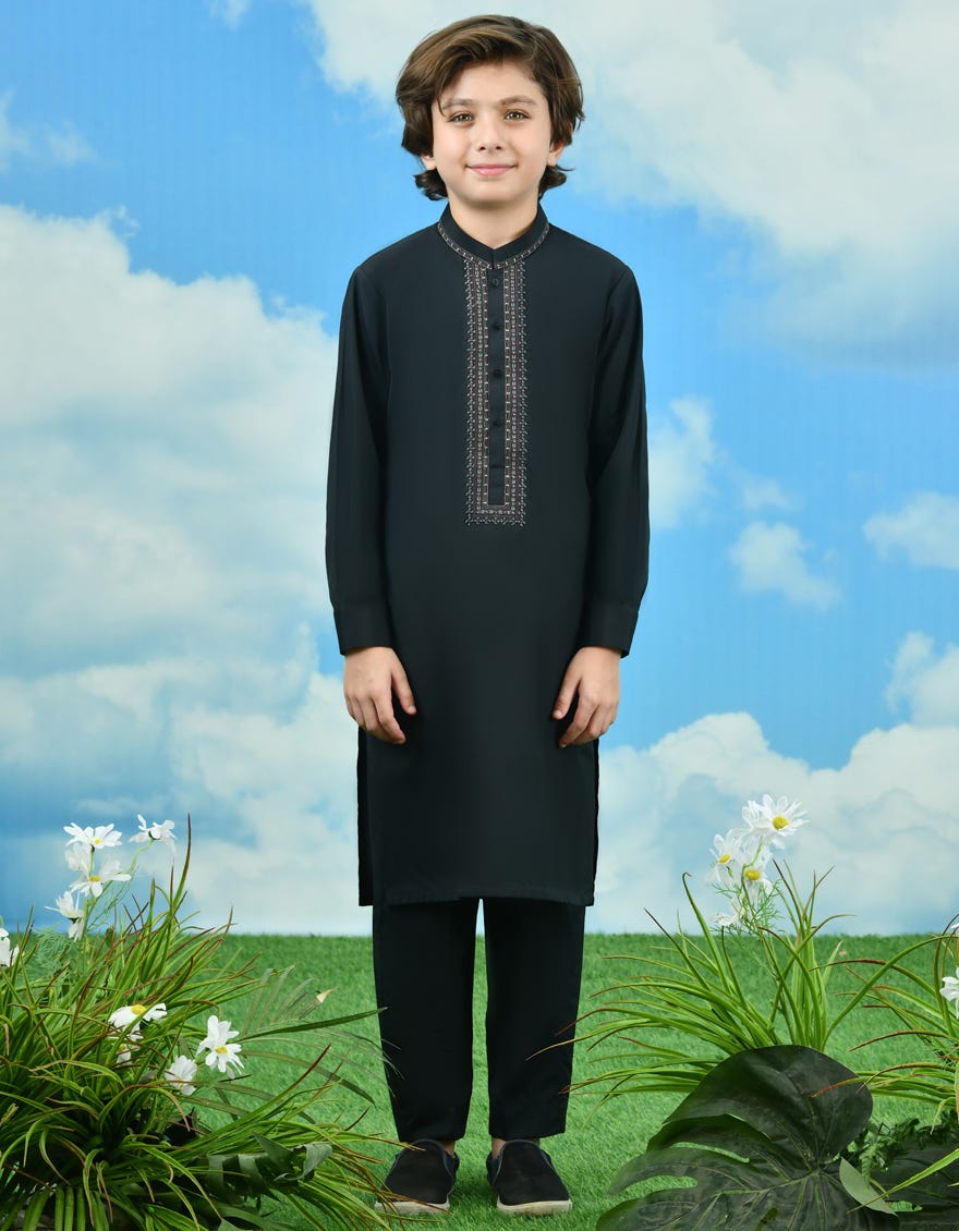 Black Blended Kurta Pajama | Jckp-A-34716