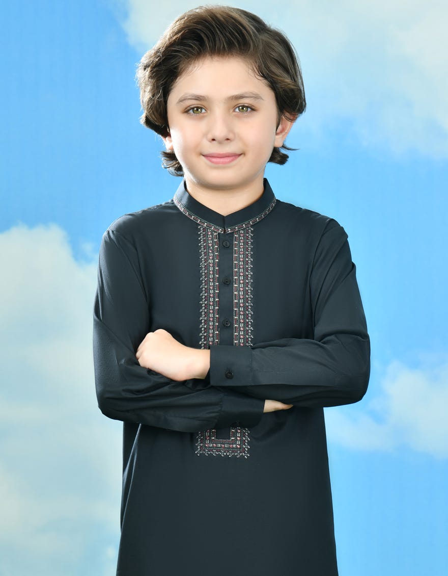 BLACK BLENDED KURTA PAJAMA | JCKP-A-34716