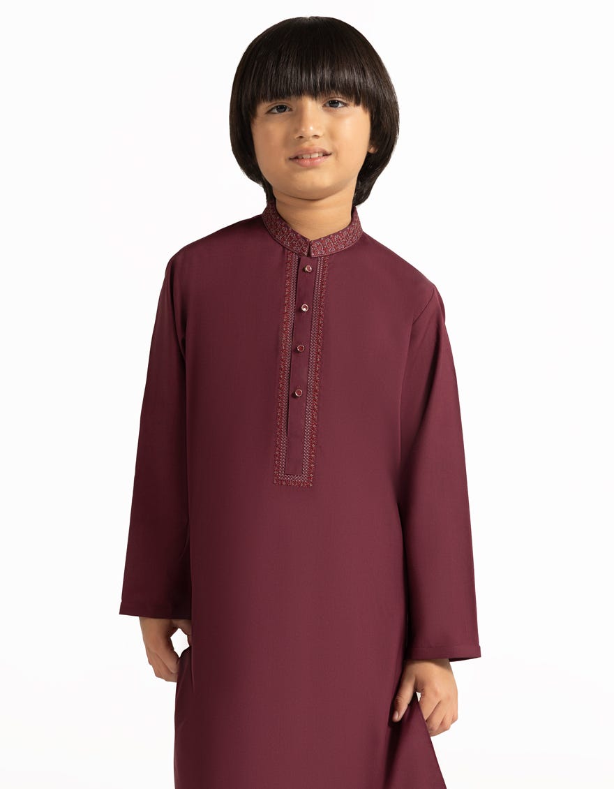 MAROON SEMI-FORMAL KAMEEZ SHALWAR
