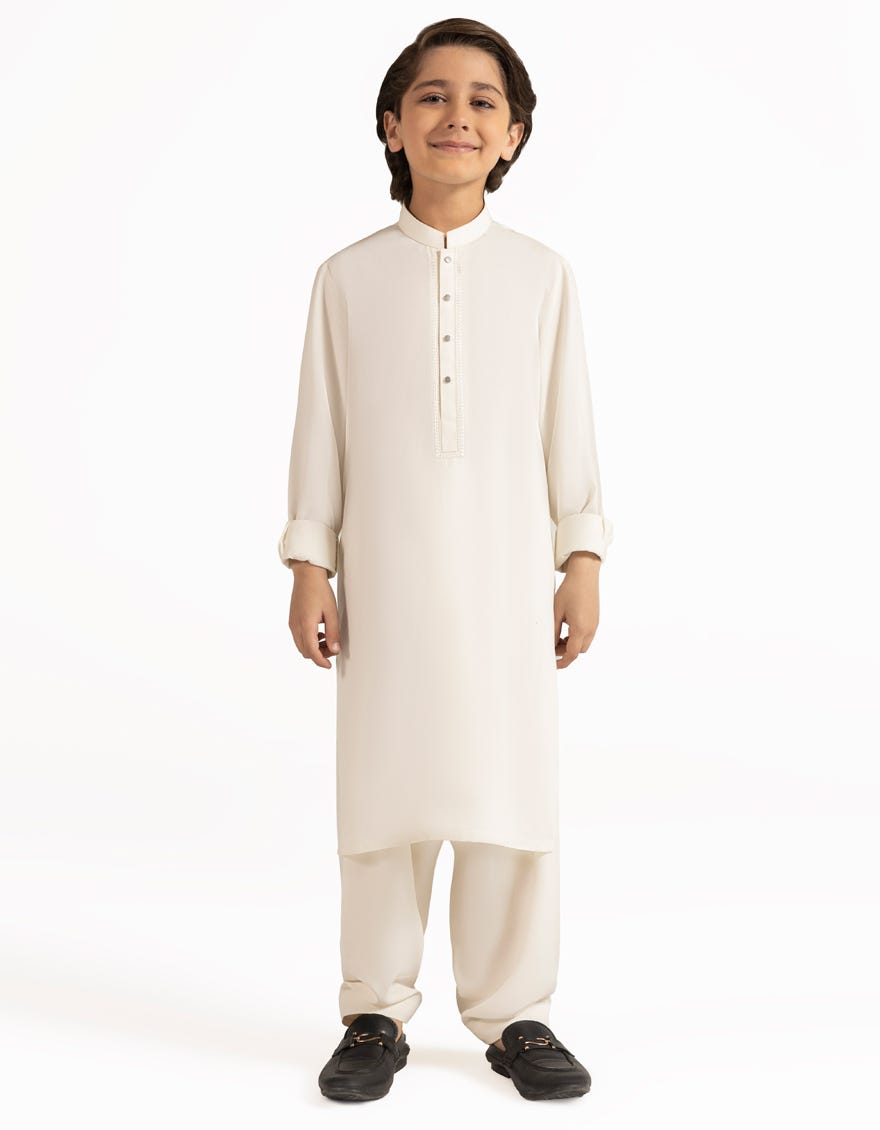 OFF WHITE SEMI-FORMAL KAMEEZ SHALWAR