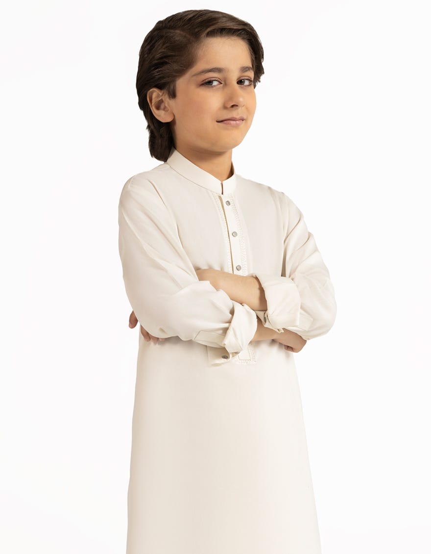 OFF WHITE SEMI-FORMAL KAMEEZ SHALWAR