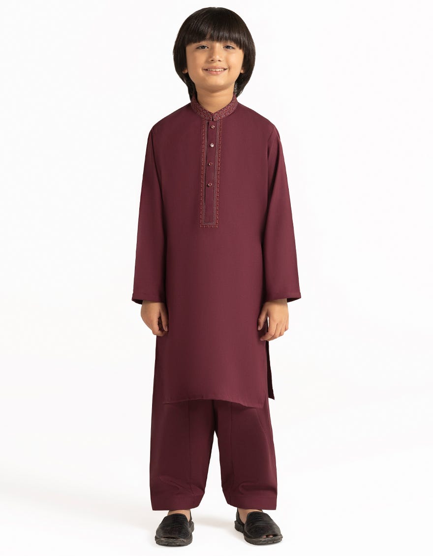 MAROON SEMI-FORMAL KAMEEZ SHALWAR