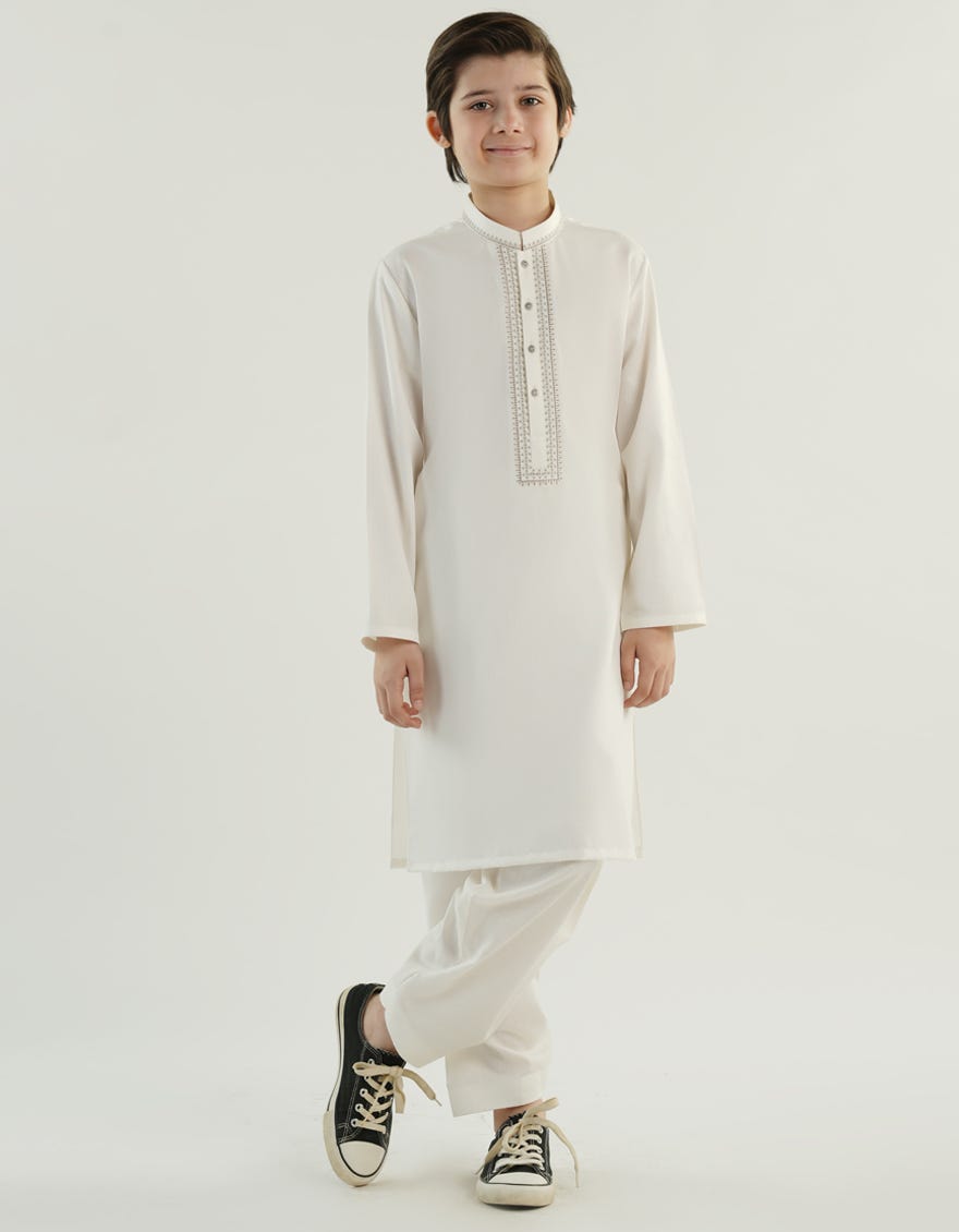OFF WHITE BLENDED KAMEEZ SHALWAR | JCKS-A-34911