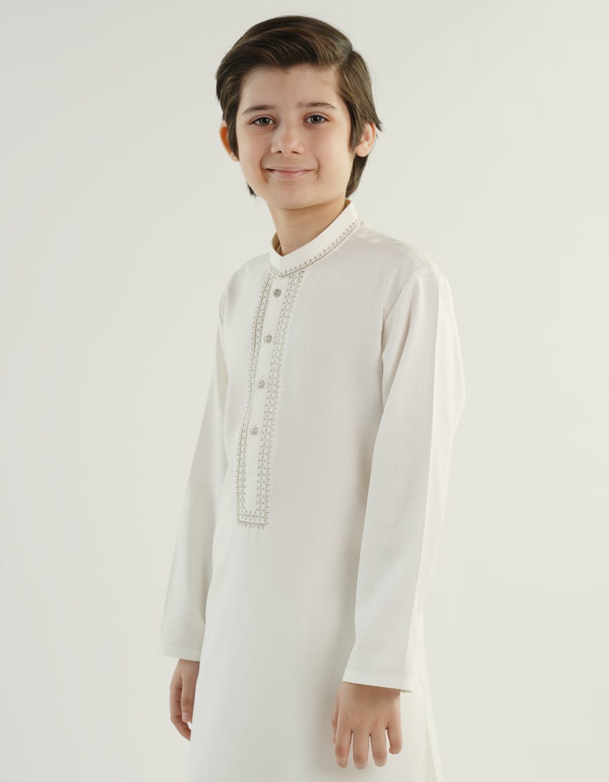 OFF WHITE BLENDED KAMEEZ SHALWAR | JCKS-A-34911