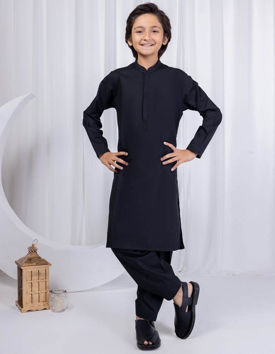 BLACK BLENDED KAMEEZ SHALWAR | JCKS-S-39035