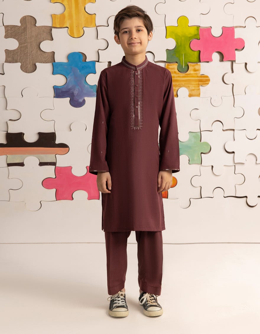 LIVER RED BLENDED KAMEEZ SHALWAR