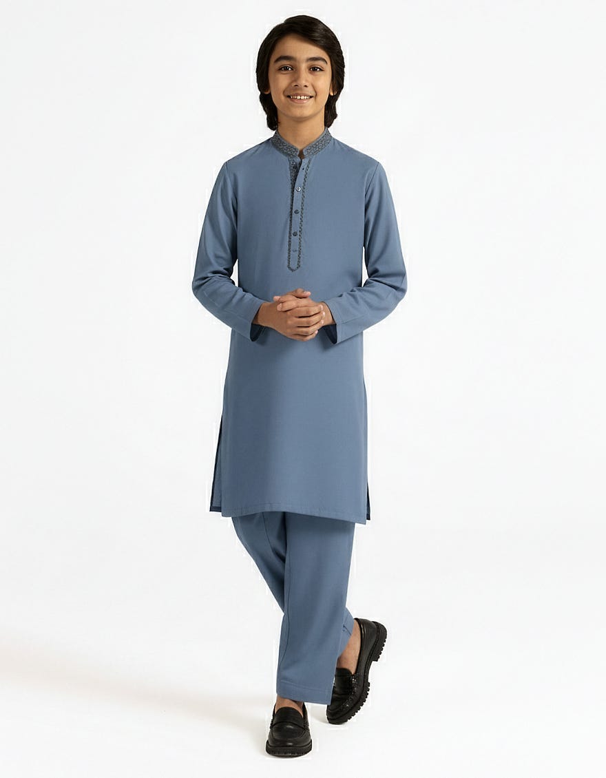LIGHT BLUE BLENDED SEMI-FORMAL KAMEEZ SHALWAR