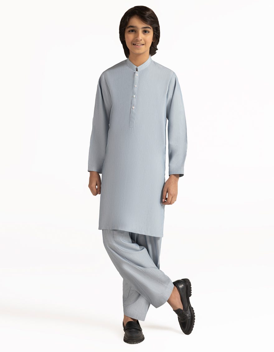 SKY BLUE BLENDED PLAIN KAMEEZ SHALWAR