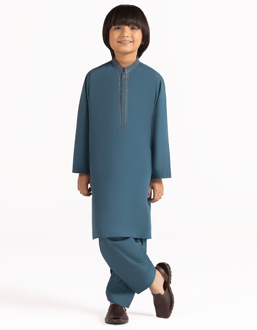 TEAL BLUE SEMI-FORMAL KAMEEZ SHALWAR