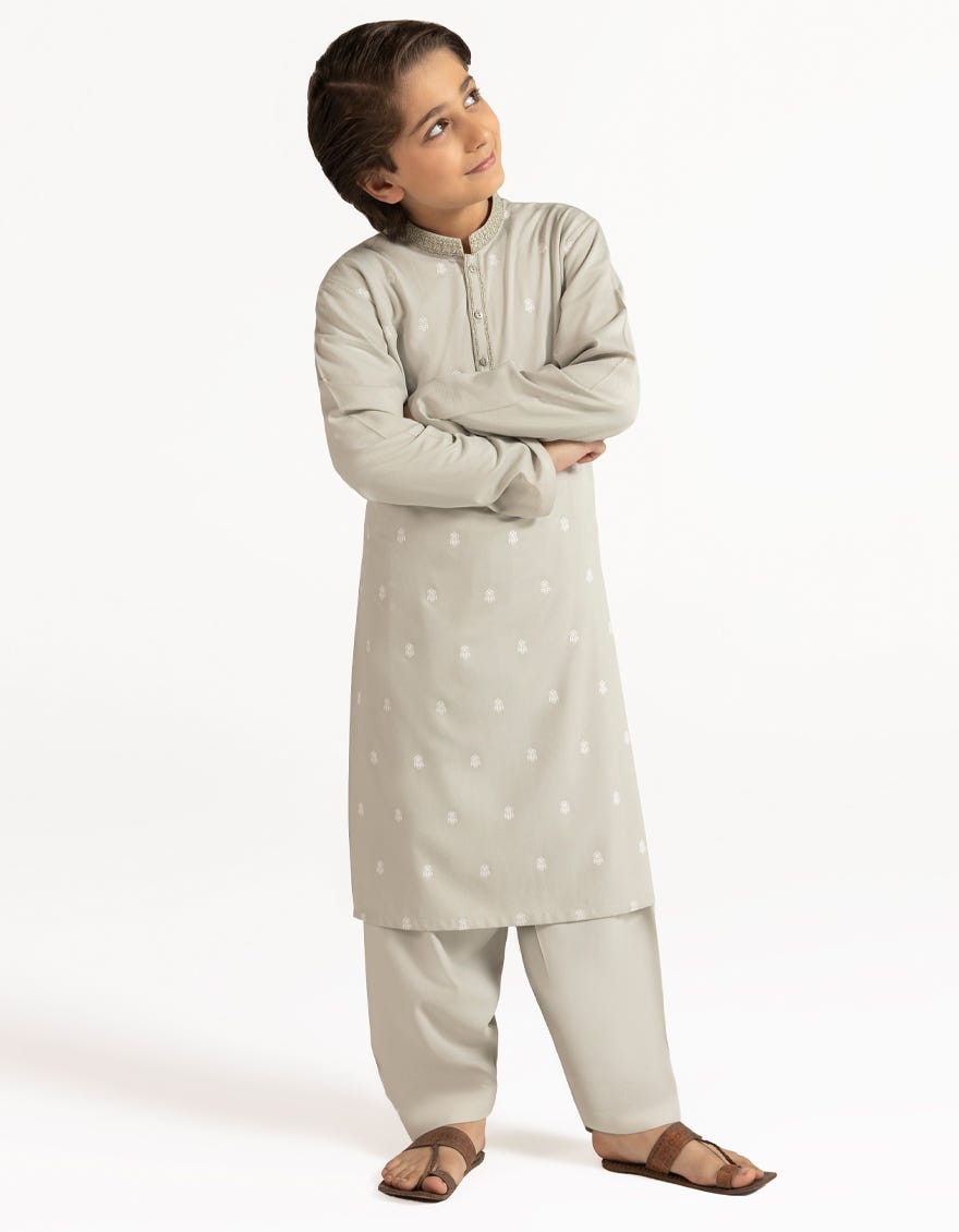 SILVER GREEN SEMI-FORMAL KAMEEZ SHALWAR