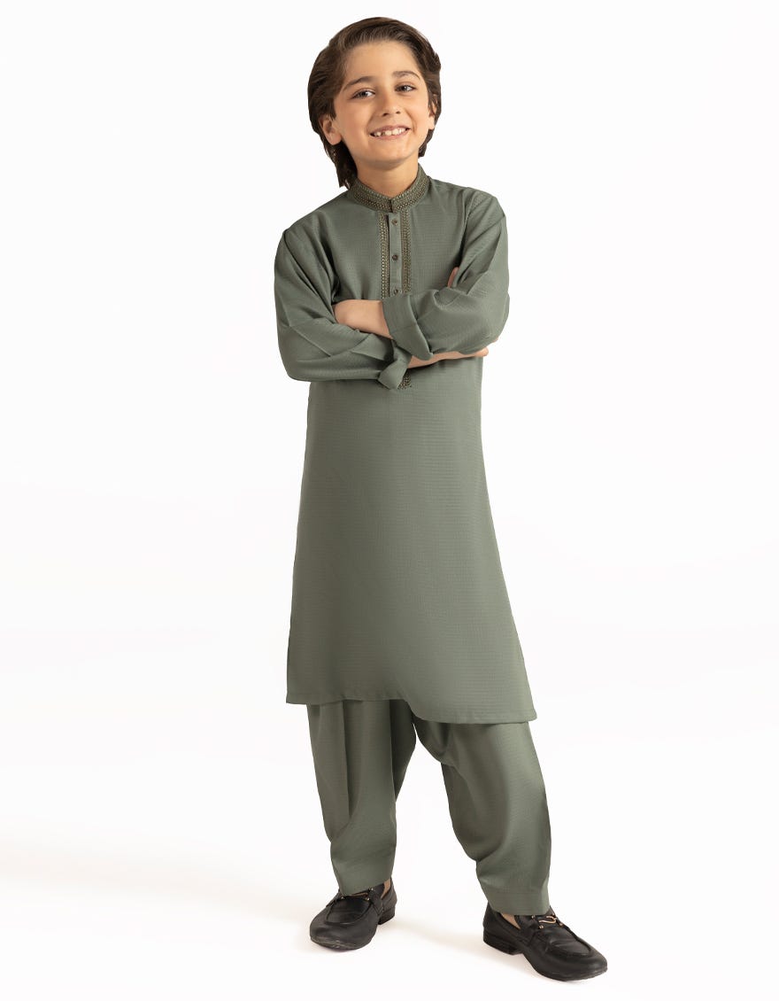 SAGE GREEN SEMI-FORMAL KAMEEZ SHALWAR