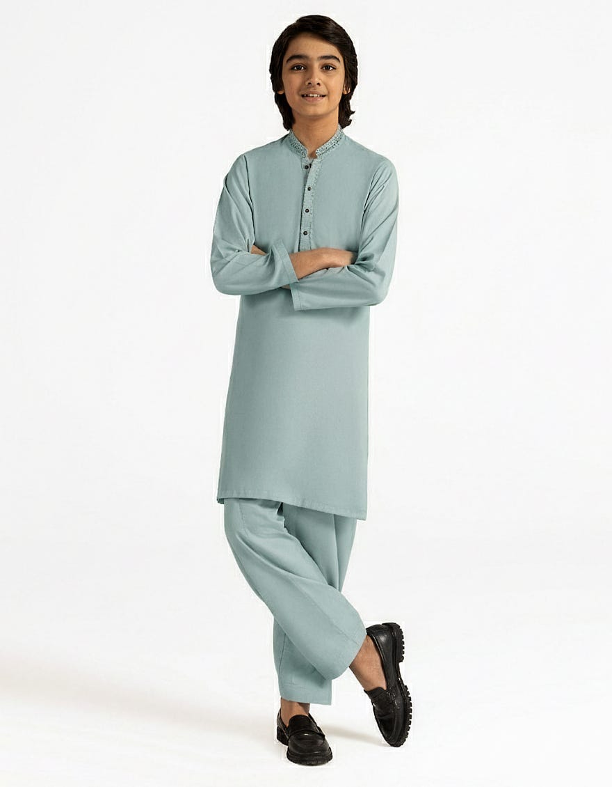 LIGHT BLUE SEMI-FORMAL KAMEEZ SHALWAR