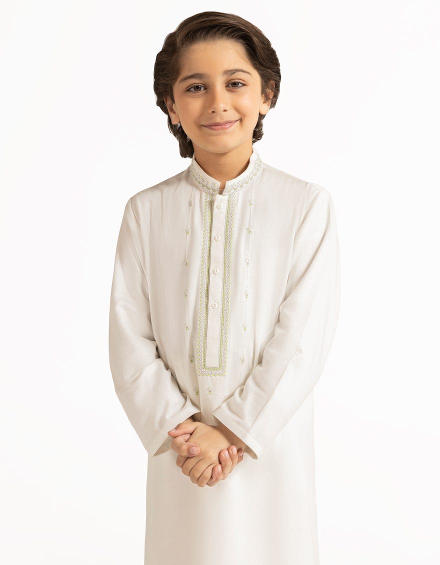 WHITE BLENDED SEMI-FORMAL KAMEEZ SHALWAR