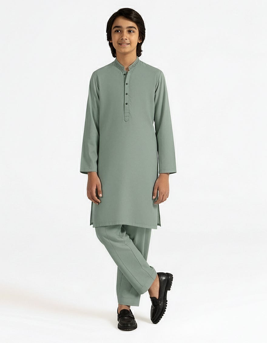 LIGHT GREEN SEMI-FORMAL KURTA TROUSER