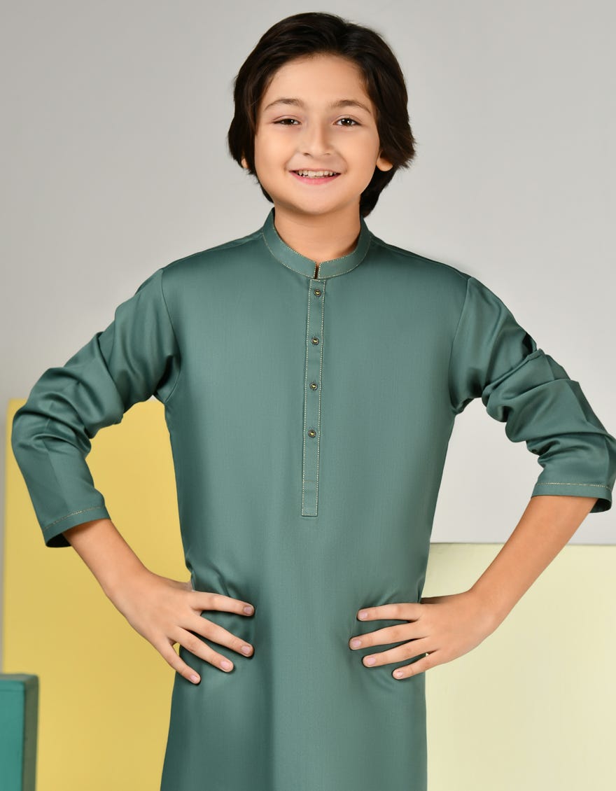 GREEN BLENDED KAMEEZ SHALWAR | JCKS-A-46383