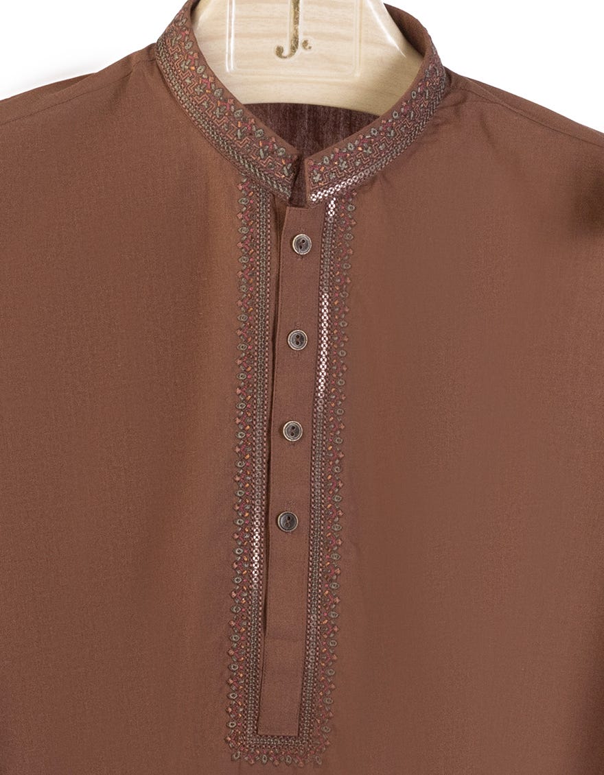 BROWN BLENDED SEMI-FORMAL KAMEEZ SHALWAR|JCKSA46701